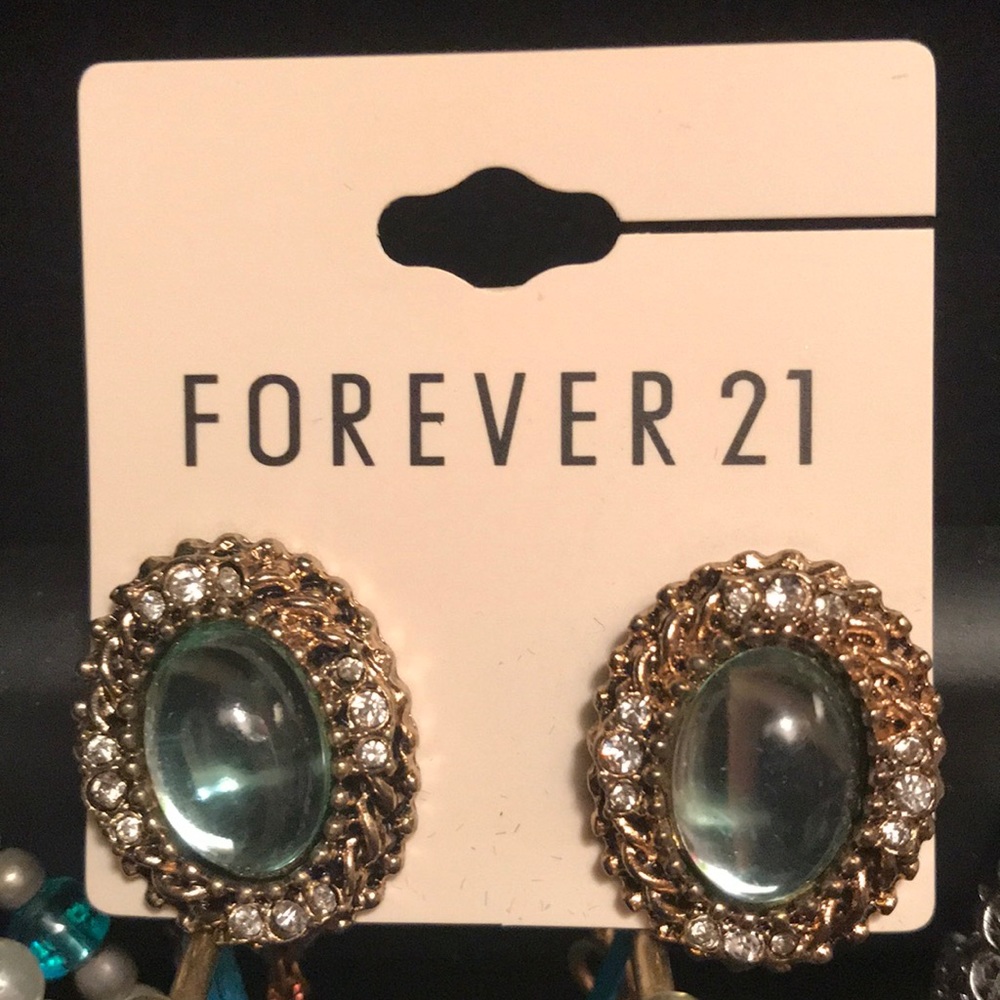 Aqua &Gold vintage earrings
